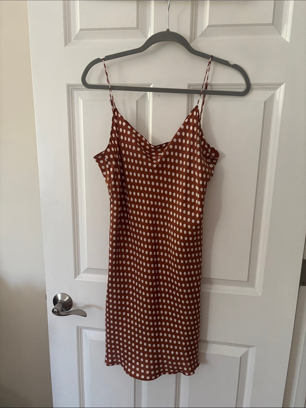 J. Crew Rust Polka Dot Slip Dress
